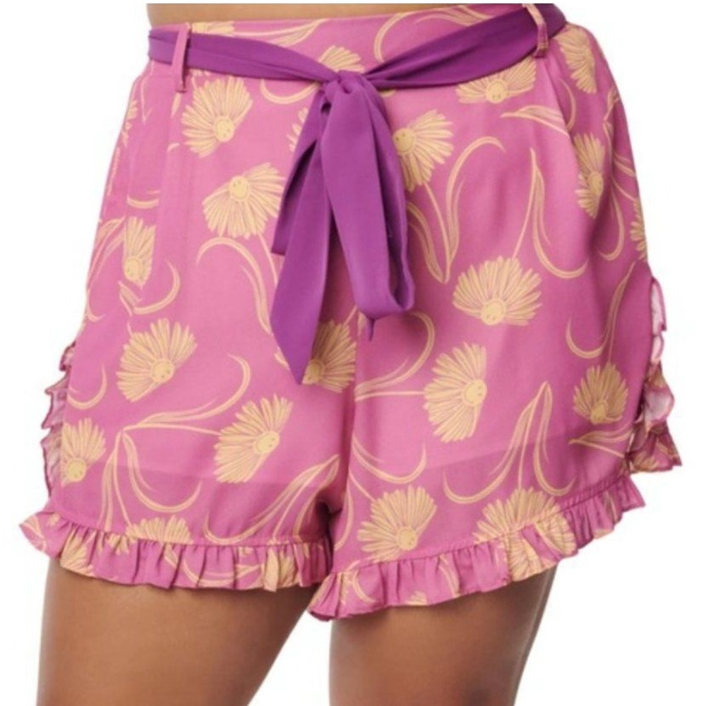 Unique Vintage x Smiley Shorts XL 14 Women Pink Daisy Floral Girly Whimsical New